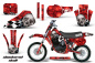 Preview: Checkered Skull Hintergrund = Rot, Designfarbe = Silber mit Nummernfeldern für Honda CR60 1984-1985