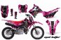 Preview: Mad Hatter Hintergrund = Pink, Designfarbe = Schwarz mit Nummernfeldern für Honda CRF110 F 2013-2018