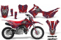 Preview: Widow Maker Hintergrund = Rot, Designfarbe = Blau mit Nummernfeldern für Honda CRF110 F 2013-2018
