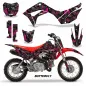 Preview: Butterfly Hintergrund = Schwarz, Designfarbe = Pink mit Nummernfeldern für Honda CRF110 F 2019-2021