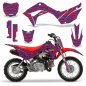 Preview: Zebra Girl Background = Red, Design color = Blue with number plates for Honda CRF110 F 2019-2021