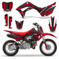 Preview: Zooted Background = Black, Design color = Red with number plates for Honda CRF110 F 2019-2021