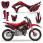 Preview: Zooted Hintergrund = Schwarz, Designfarbe = Rot mit Nummernfeldern für Honda CRF110 F 2019-2021