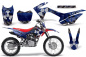 Preview: Meltdown Hintergrund = Blau, Designfarbe = Silber mit Nummernfeldern für Honda CRF125 F 2014-2018