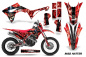 Preview: Mad Hatter Hintergrund = Rot, Designfarbe = Schwarz mit Nummernfeldern für Honda CRF450X 2017-2024
