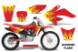 Preview: Diamond Flames Background = Red, Design color = Yellow with number plates for Honda CRF80/CRF100 2004-2010