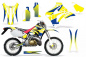 Preview: Velocity Hintergrund = Blau, Designfarbe = Gelb ohne Nummernfeldern für Honda CRM 250 AR 1989-1999