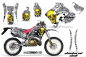 Preview: Checkered Skull Hintergrund = Silber, Designfarbe = Gelb mit Nummernfeldern für Honda CRM 250 AR 1989-1999