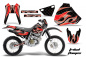 Preview: Tribal Flames Hintergrund = Schwarz, Designfarbe = Rot mit Nummernfeldern für Honda XR400 1996-2004