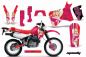 Preview: Mandy Hintergrund = Rot, Designfarbe = Pink ohne Nummernfeldern für Honda XR650L 1993-2018