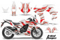 Preview: Tribal Flame Hintergrund = Weiß, Designfarbe = Rot für Honda Sport Bike CBR 500R 2013-2014