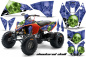 Preview: Checkered Skull Background = Blue , Design color = Green for KTM SX 505 Quad