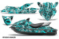 Preview: Psycho Kraken Hintergrund = Schwarz, Designfarbe = Teal Blau für Kawasaki 250X/260X/260LX 2007-2012