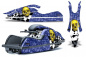 Preview: Checkered Skull Hintergrund = Blau, Designfarbe = Gelb für Kawasaki 800 SX/SX-R/R 2003-2012