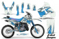 Preview: Tribal Flames Hintergrund = Weiß, Designfarbe = Blau mit Nummernfeldern für Kawasaki KDX200 1989-1994