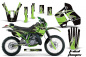 Preview: Tribal Flames Hintergrund = Schwarz, Designfarbe = Grün mit Nummernfeldern für Kawasaki KDX200 1989-1994