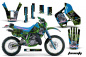 Preview: Toxicity Hintergrund = Grün, Designfarbe = Blau mit Nummernfeldern für Kawasaki KDX200 1989-1994