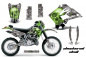 Preview: Checkered Skull Hintergrund = Silber, Designfarbe = Grün mit Nummernfeldern für Kawasaki KDX200 1995-2006