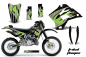 Preview: Tribal Flames Hintergrund = Schwarz, Designfarbe = Grün mit Nummernfeldern für Kawasaki KDX200 1995-2006