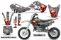 Preview: Checkered Skull Background = Silver, Design color = Red with number plates for Kawasaki KLX110 2002-2009