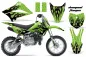 Preview: Diamond Flames Hintergrund = Grün, Designfarbe = Schwarz mit Nummernfeldern für Kawasaki KLX110 2010-2021