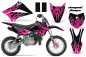 Preview: Diamond Flames Background = Blsck, Design color = Pink with number plates for Kawasaki KLX110 2010-2021