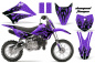 Preview: Diamond Flames Background = Purple, Design color = Black with number plates for Kawasaki KLX110 2010-2021