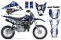 Preview: Mad Hatter Background = Blue, Design color = White with number plates for Kawasaki KLX110 2010-2021