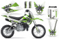 Preview: Toxicity Background = White, Design color = Green with number plates for Kawasaki KLX110 2010-2021