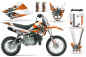 Preview: Toxicity Background = White, Design color = Orange with number plates for Kawasaki KLX110 2010-2021