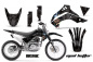 Preview: Mad Hatter Hintergrund = Schwarz, Designfarbe = Schwarz ohne Nummernfeldern für Kawasaki KLX140 2008-2019