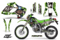 Preview: Mad Hatter Hintergrund = Grün, Designfarbe = Silber mit Nummernfeldern für Kawasaki KLX250 1998-2003