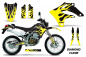 Preview: Diamond Flames Hintergrund = Schwarz, Designfarbe = Gelb ohne Nummernfeldern für Kawasaki KLX250 2004-2007
