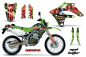 Preview: Mad-Hatter Hintergrund = Grün, Designfarbe = Rot ohne Nummernfeldern für Kawasaki KLX250 2004-2007
