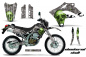 Preview: Checkered Skull Hintergrund = Silber, Designfarbe = Grün mit Nummernfeldern für Kawasaki KLX250 2004-2007