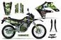 Preview: Mad-Hatter Hintergrund = Schwarz, Designfarbe = Grün mit Nummernfeldern für Kawasaki KLX250 2004-2007