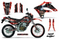 Preview: Mad-Hatter Hintergrund = Rot, Designfarbe = Schwarz mit Nummernfeldern für Kawasaki KLX250 2004-2007