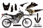 Preview: SilverStar - Reloaded Hintergrund = Schwarz, Designfarbe = Gold ohne Nummernfeldern für Kawasaki KLX250 2008-2018