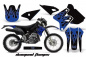 Preview: Diamond Flames Background = Black, Design color = Blue without number plates for Kawasaki KLX400 2000-2016