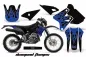 Preview: Diamond Flames Hintergrund = Schwarz, Designfarbe = Blau ohne Nummernfeldern für Kawasaki KLX400 2000-2016