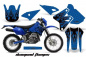 Preview: Diamond Flames Background = Blue, Design color = Black without number plates for Kawasaki KLX400 2000-2016