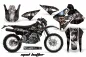 Preview: Mad-Hatter Hintergrund = Schwarz, Designfarbe = Silber mit Nummernfeldern für Kawasaki KLX400 2000-2016