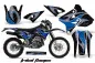 Preview: Tribal Flames Hintergrund = Schwarz, Designfarbe = Blau mit Nummernfeldern für Kawasaki KLX400 2000-2016