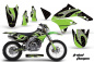 Preview: Tribal Flames Hintergrund = Schwarz, Designfarbe = Grün mit Nummernfeldern für Kawasaki KLX450 2008-2022