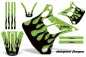 Preview: Diamond Flames Hintergrund = Grün, Designfarbe = Schwarz ohne Nummernfeldern für Kawasaki KX125/250 1990-1991