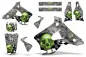 Preview: Checkered Skull Hintergrund = Silber, Designfarbe = Grün ohne Nummernfeldern für Kawasaki KX125/250 1994-1998