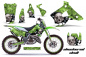Preview: Checkered Skull Hintergrund = Grün, Designfarbe = Silber mit Nummernfeldern für Kawasaki KX125/250 1994-1998