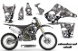 Preview: Checkered Skull Hintergrund = Silber, Designfarbe = Weiß ohne Nummernfeldern für Kawasaki KX125/250 2003-2016