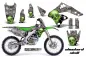 Preview: Checkered Skull Hintergrund = Silber, Designfarbe = Grün mit Nummernfeldern für Kawasaki KX250F 2006-2008