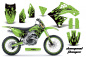 Preview: Diamond Flames Background = Green, Design color = Black with number plates for Kawasaki KX250F 2009-2012